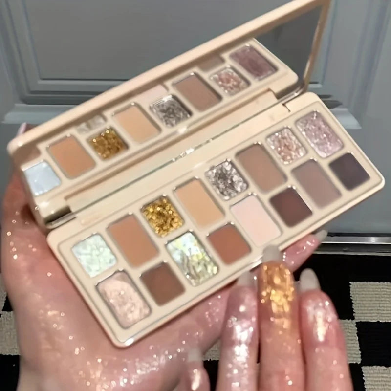 16-Color Pearlescent Eyeshadow Palette for Everyday Makeup