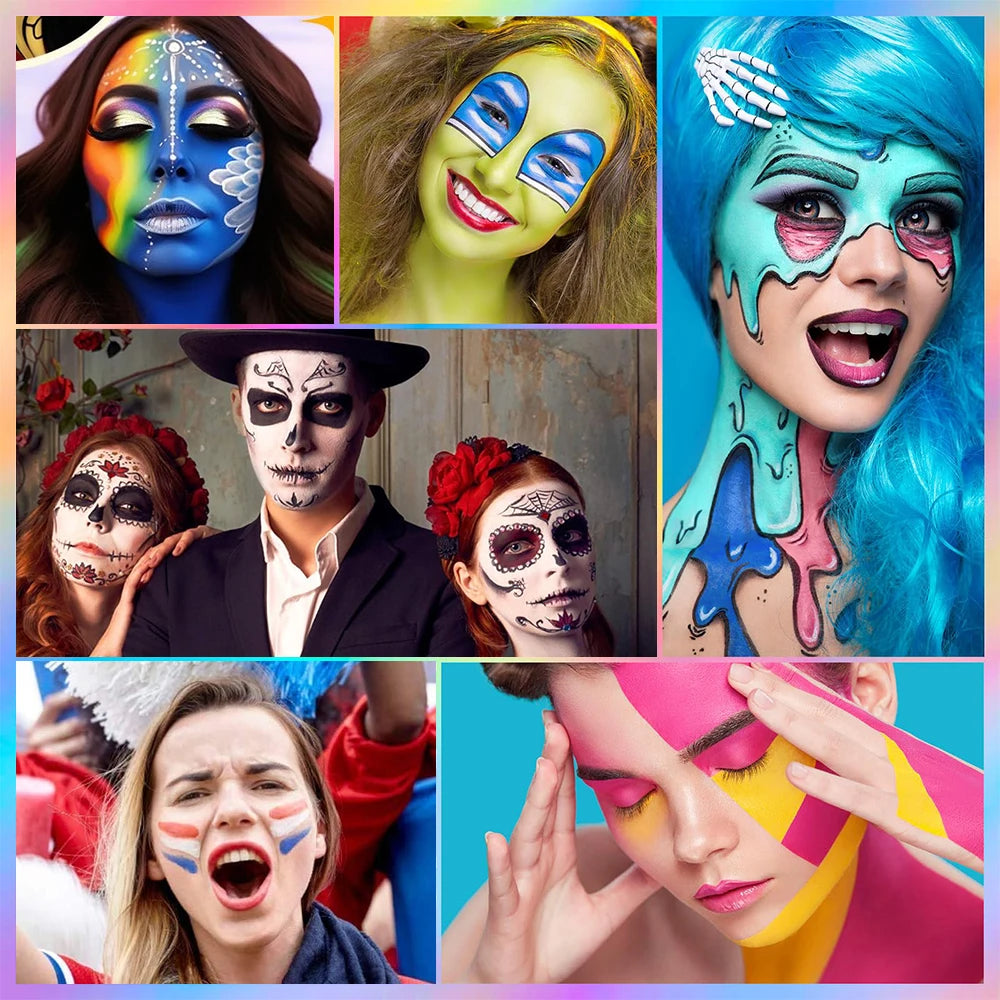 22-Color Professional Neon Face and Body Paint Palette