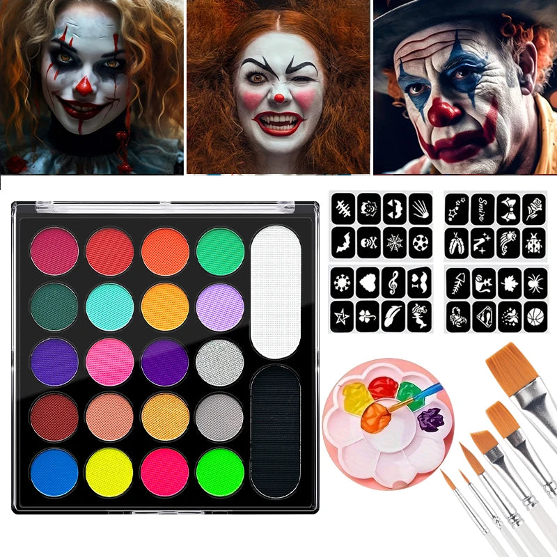 22-Color Professional Neon Face and Body Paint Palette