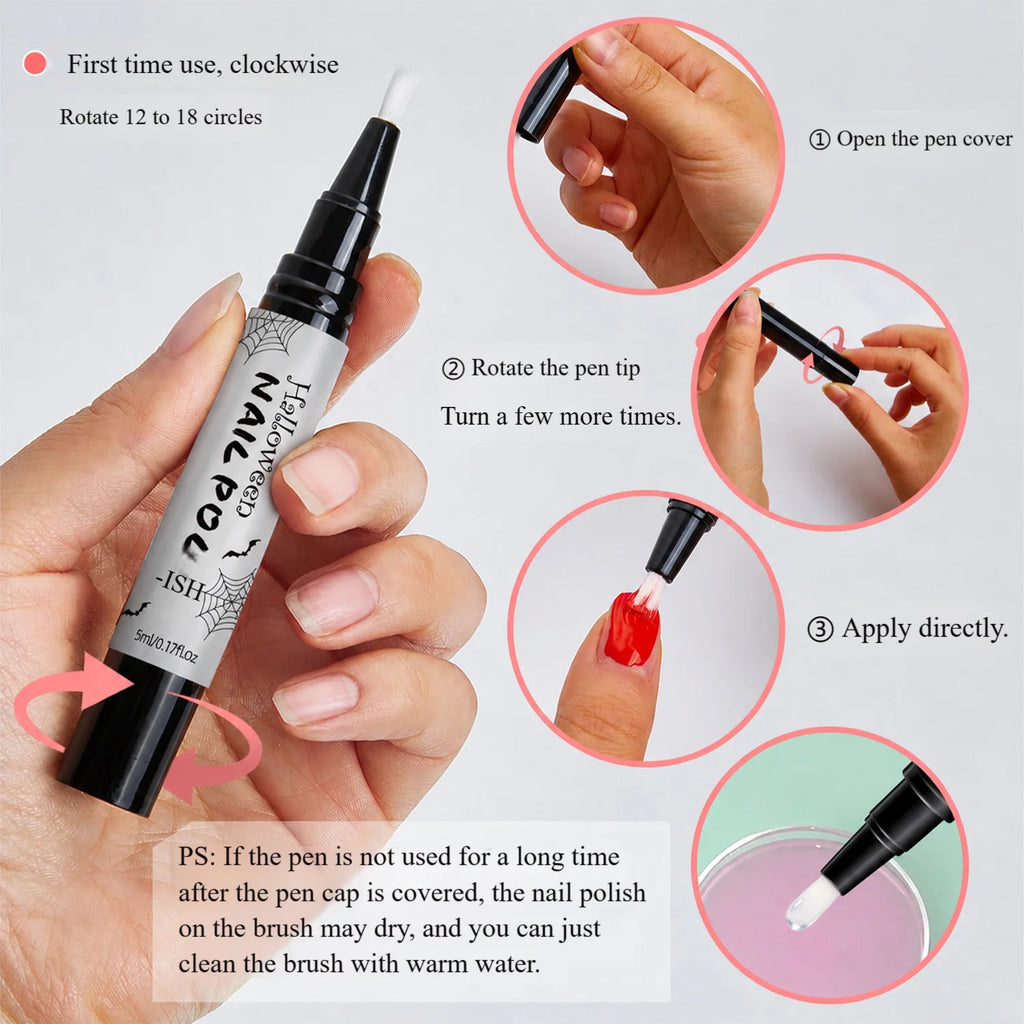 Halloween Peel-Off Nail Polish Pen Set