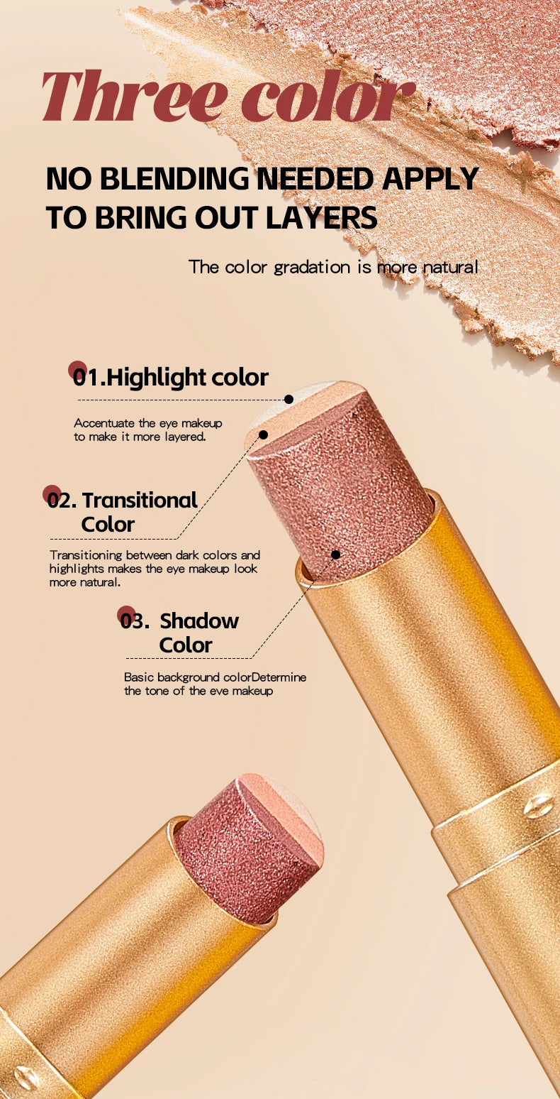 Three-Tone Gradient Eyeshadow Stick for Beginners