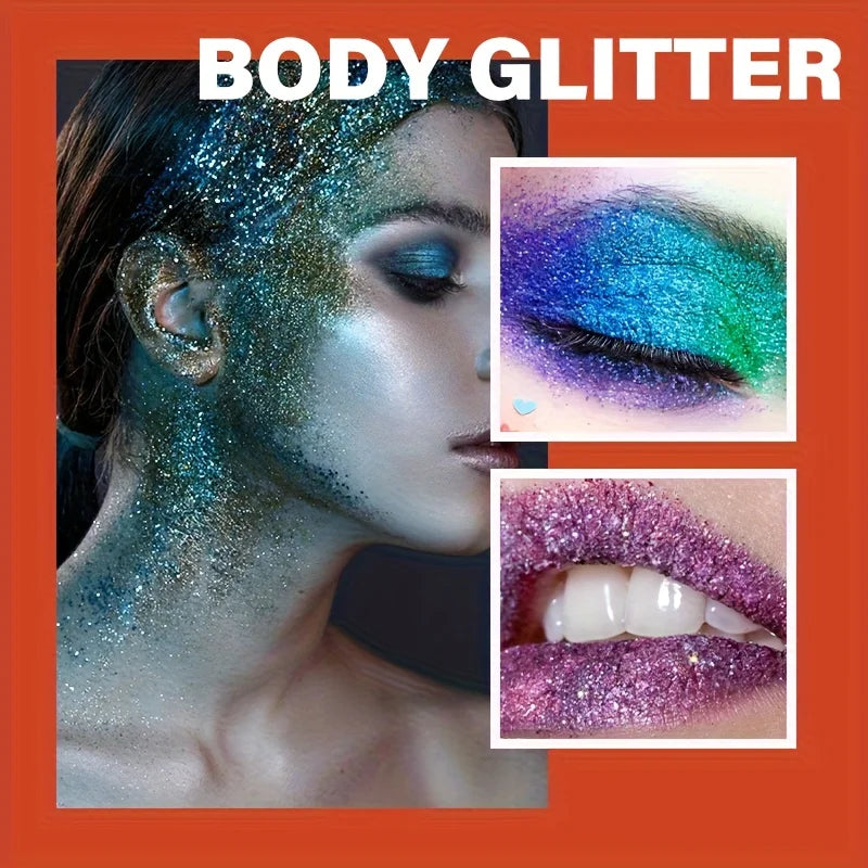 12-Color Glitter Temporary Tattoo and Body Art Kit - 12