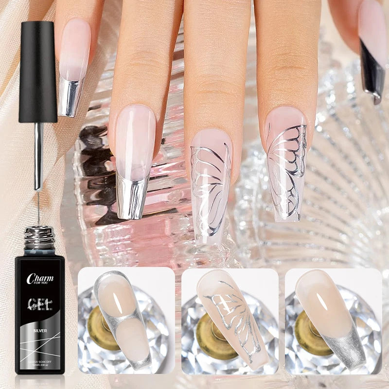 Metallic Liner Gel Polish for French Manicure Art