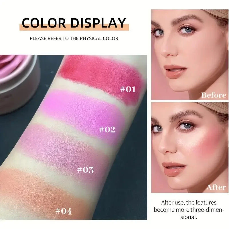 Long-Lasting Flower Petal Blush Set with Applicator Brush