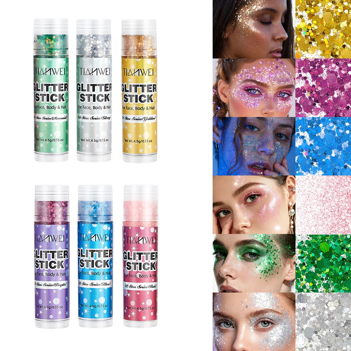Waterproof Face and Body Glitter Highlighter Stick Set