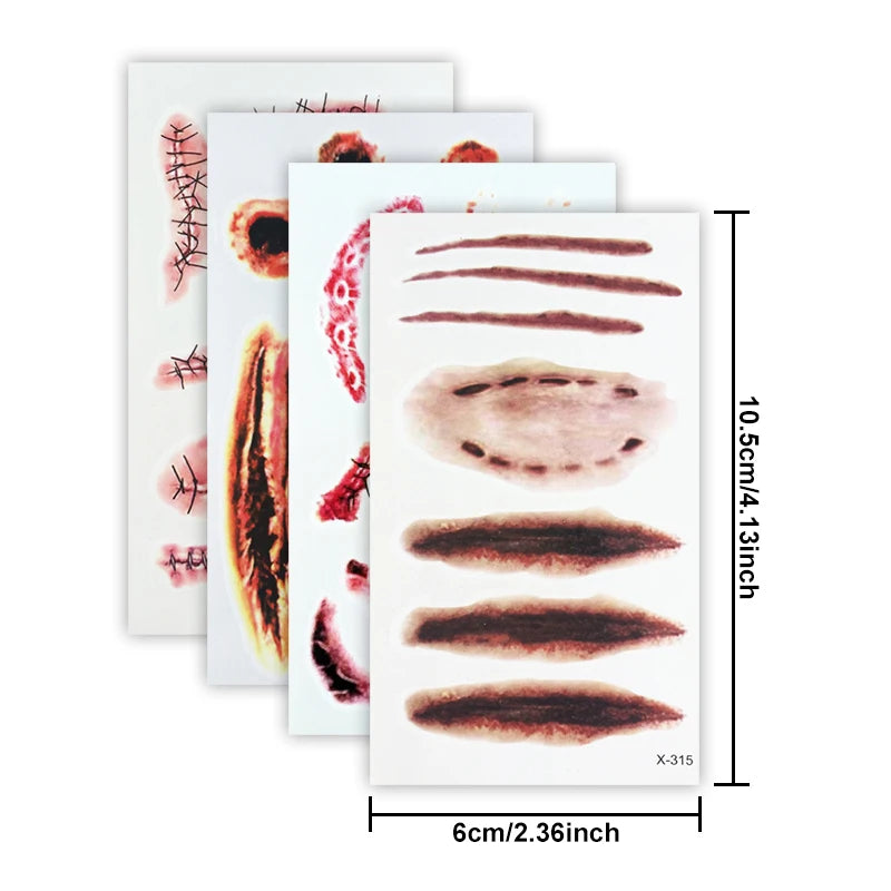 Realistic 3D Scar Tattoos for Halloween Costumes and Cosplay