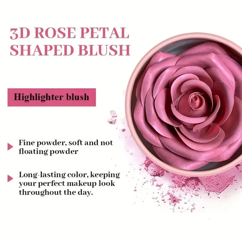 Long-Lasting Flower Petal Blush Set with Applicator Brush