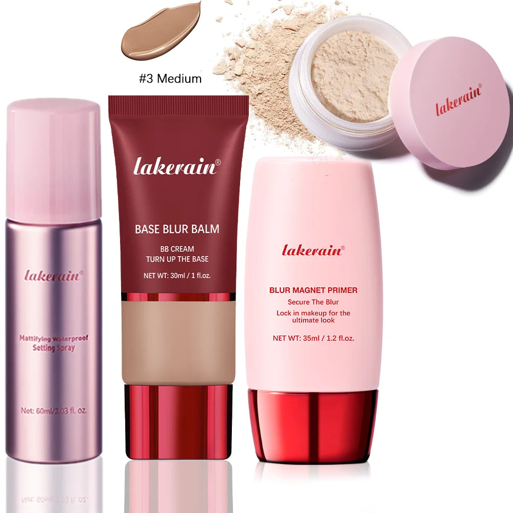 4-Piece Long-Lasting Waterproof Makeup Base and Setting Set