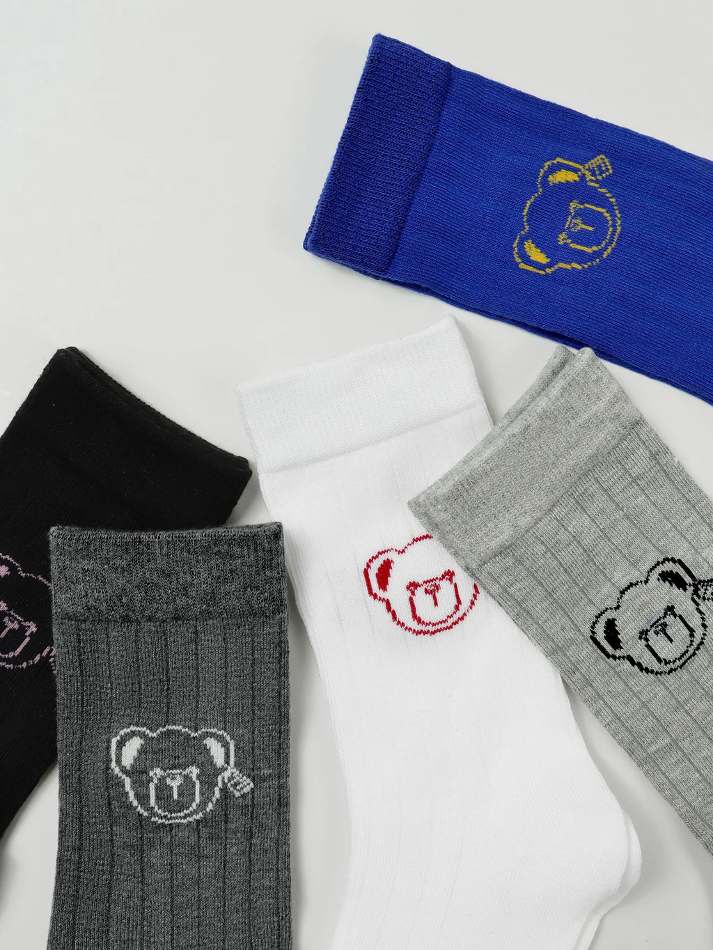 Creative Teddy Bear Embroidered Crew Socks