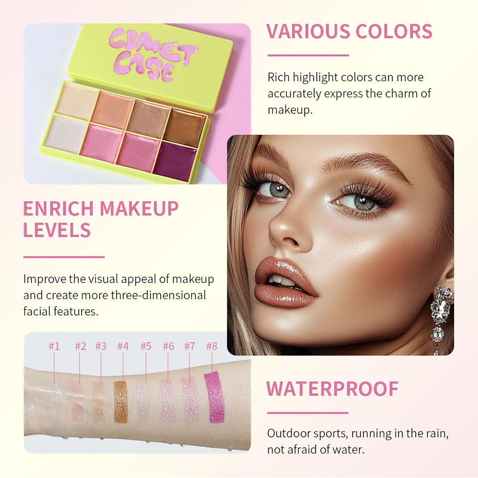 8-Color Cream Contour, Blush and Highlighter Palette