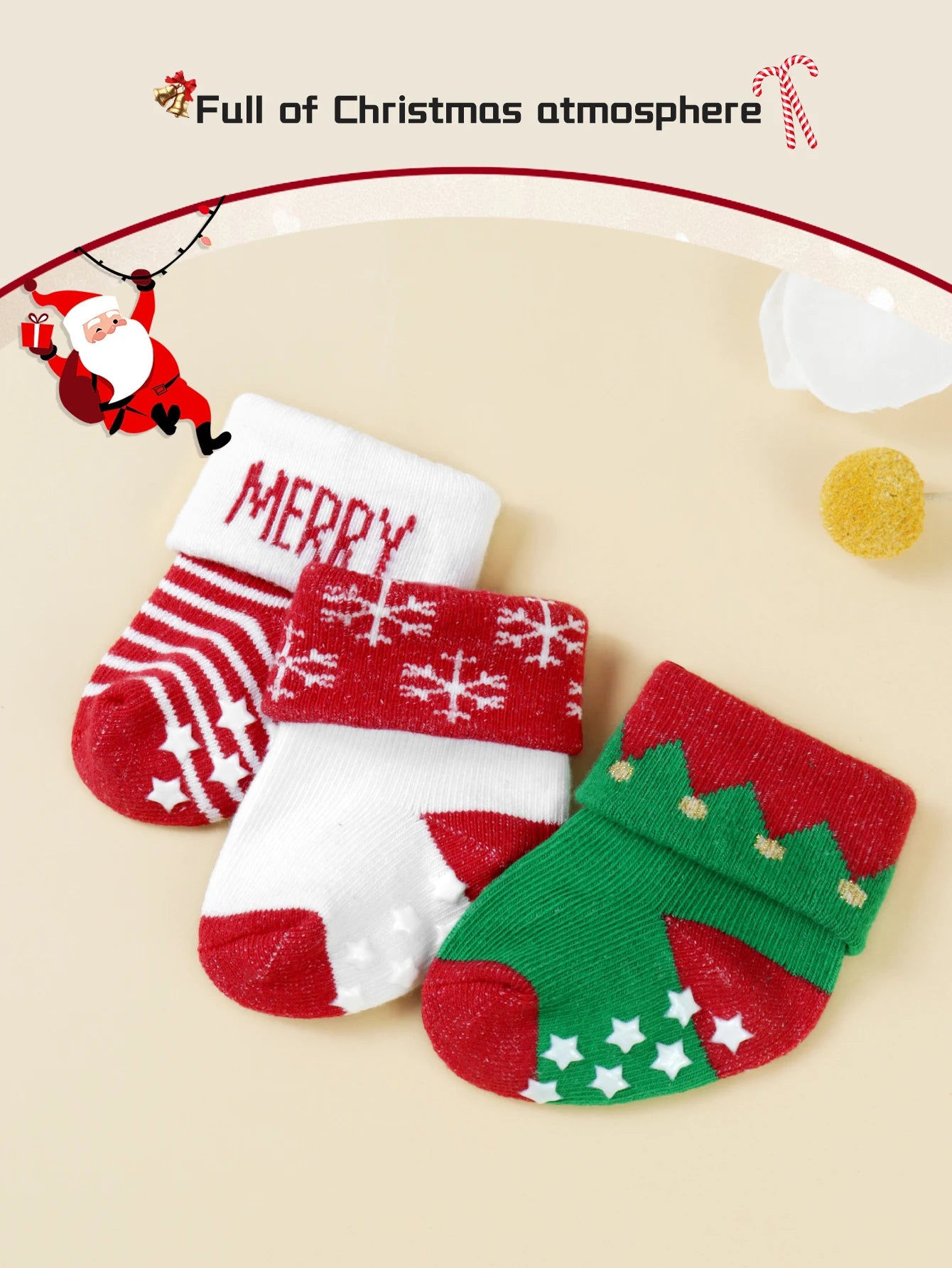 Cozy Christmas Non-Slip Baby Socks - 10
