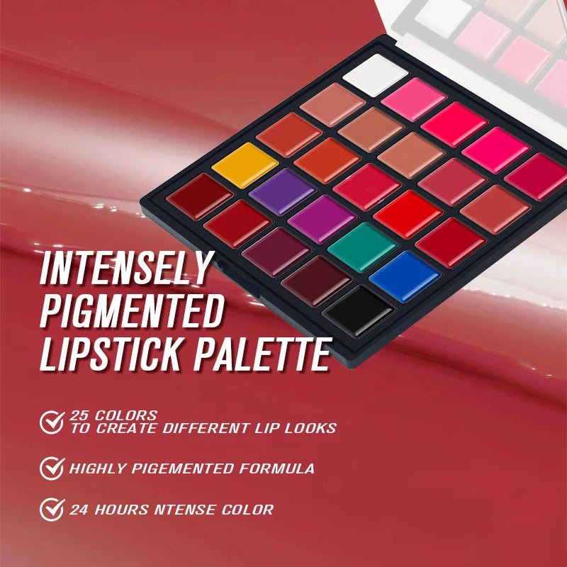 25-Shade Professional Moisturizing Lipstick and Lip Gloss Palette