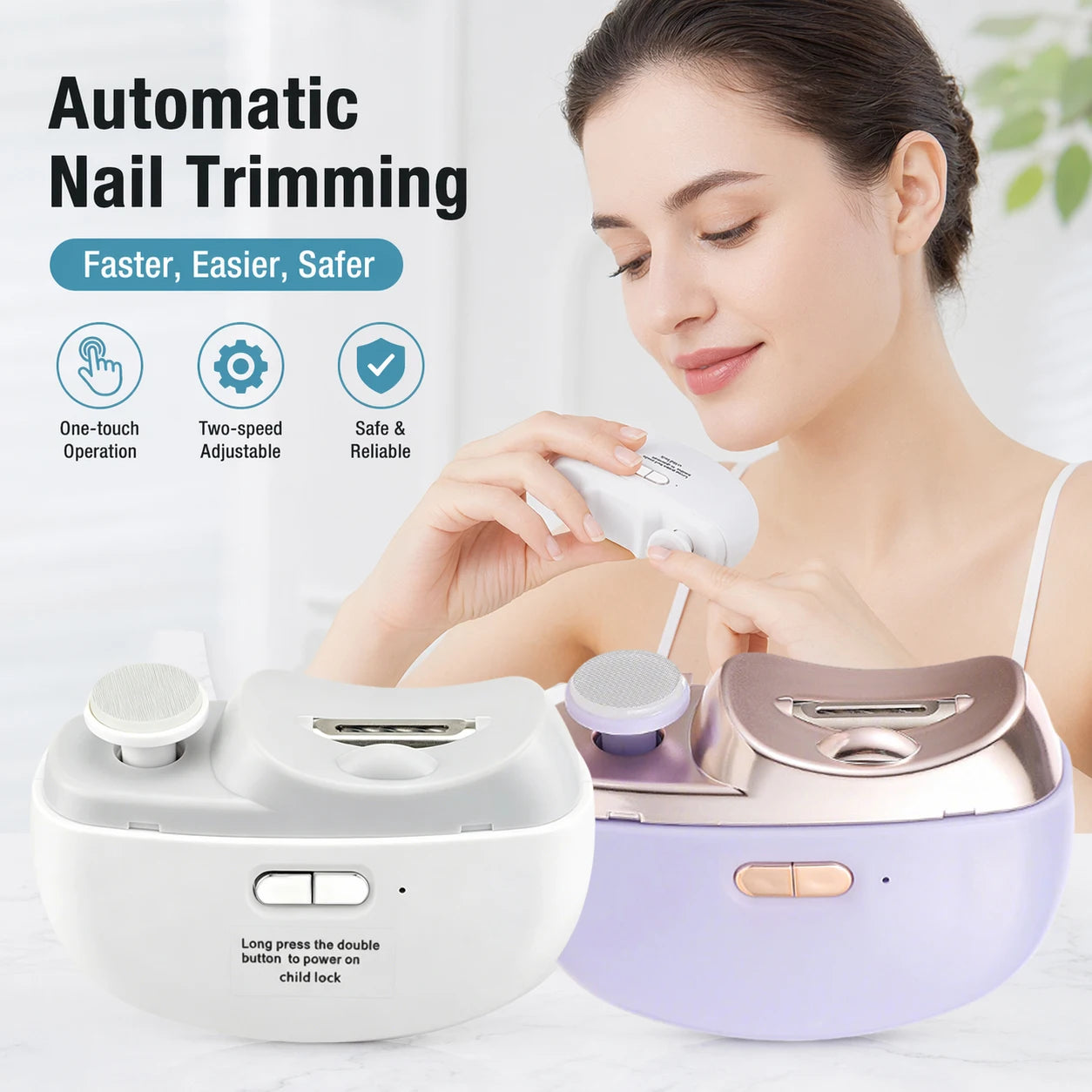 Electric Automatic Nail Trimmer and Polisher for Home and Travel - 1