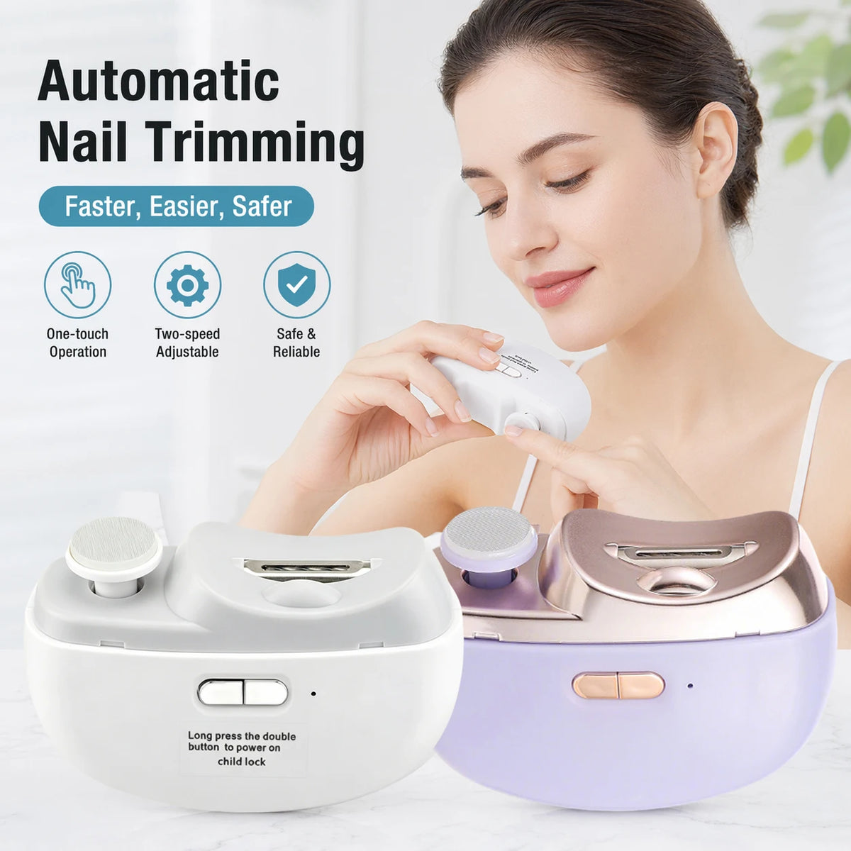 Electric Automatic Nail Trimmer and Polisher for Home and Travel