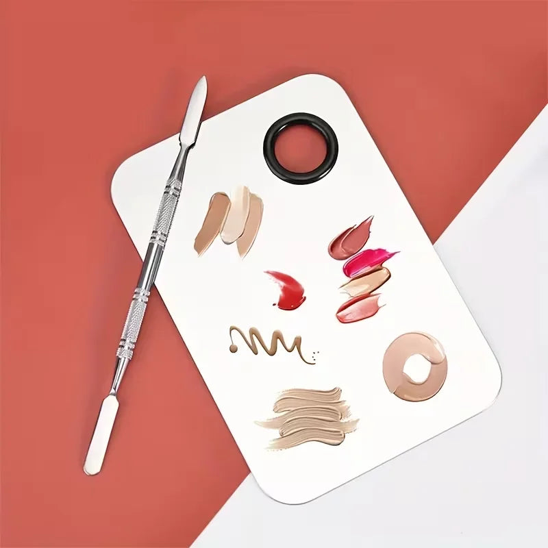 Stainless Steel Makeup Mixing Palette and Spatula Set