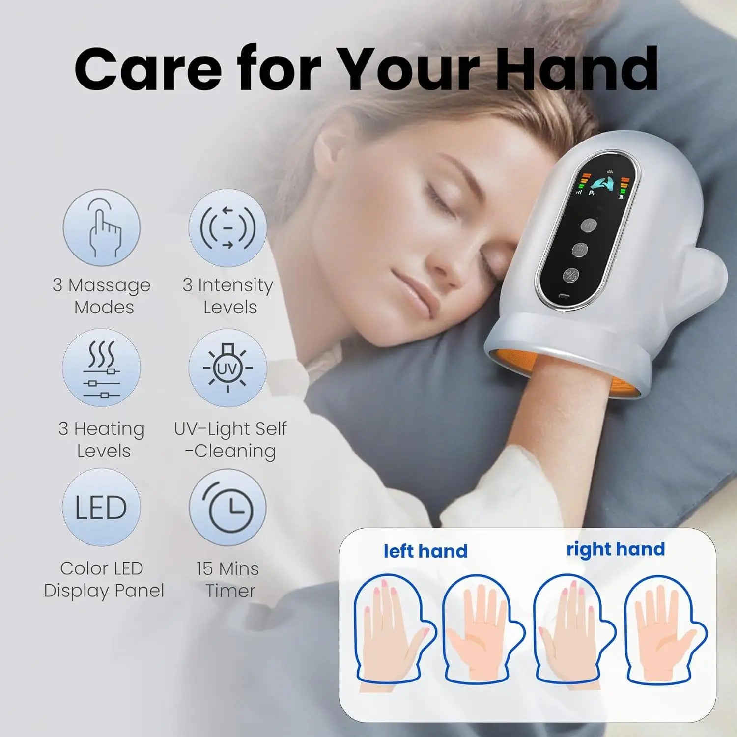 Electric Hand and Wrist Compression Massager with Heat - 2