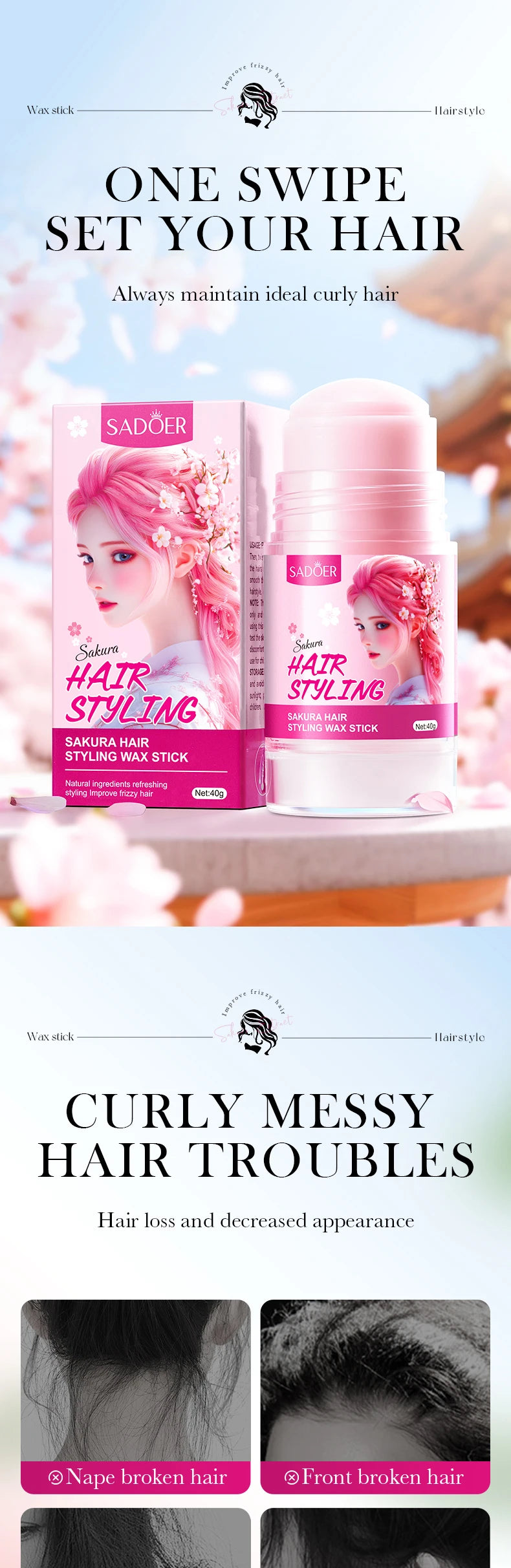 Anti-Frizz Hair Styling Wax Stick for Sleek Hairstyles - 7