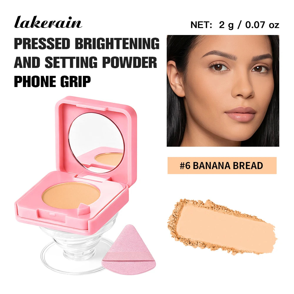 Oil-Control Pressed Powder Compact with Integrated Phone Grip
