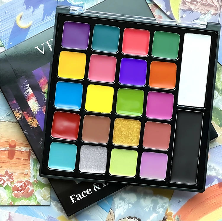 22-Color Professional Face and Body Paint Palette for Costumes