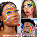 Rainbow Face and Body Paint Kit for Halloween and Parties