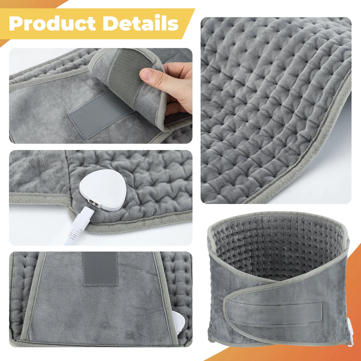 Electric Heated Lumbar Support Belt for Back Pain Relief