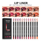 12-Color Waterproof Matte Lip Liner Pencil Set