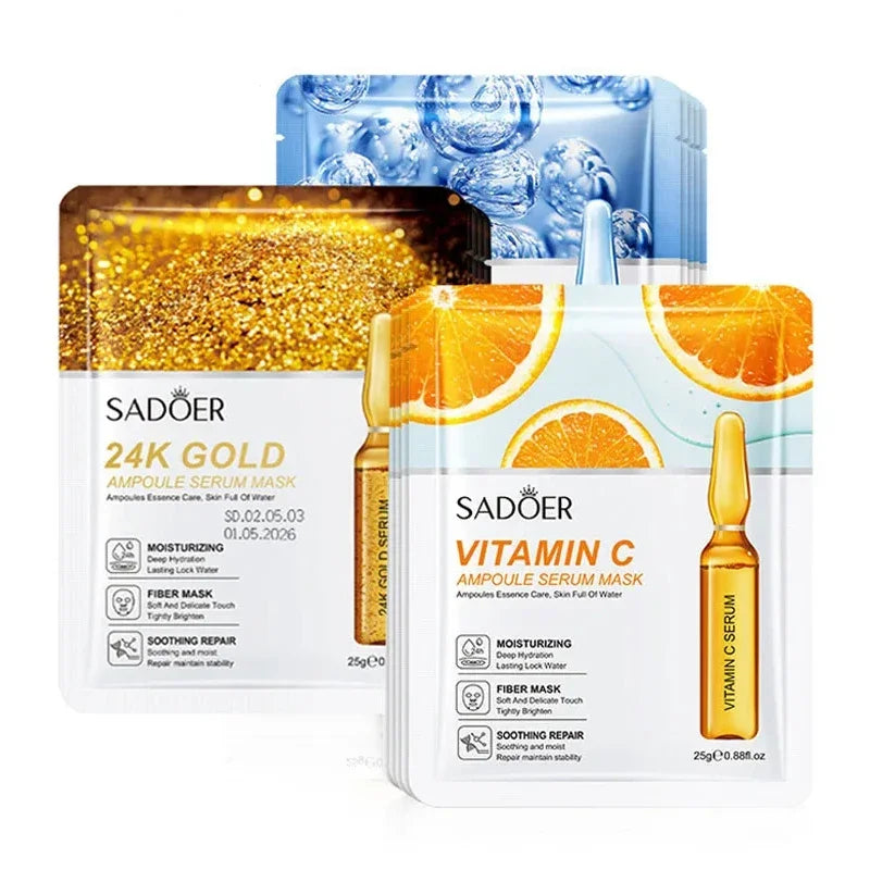 24K Gold and Vitamin C Hydrating Facial Sheet Mask Set - 6