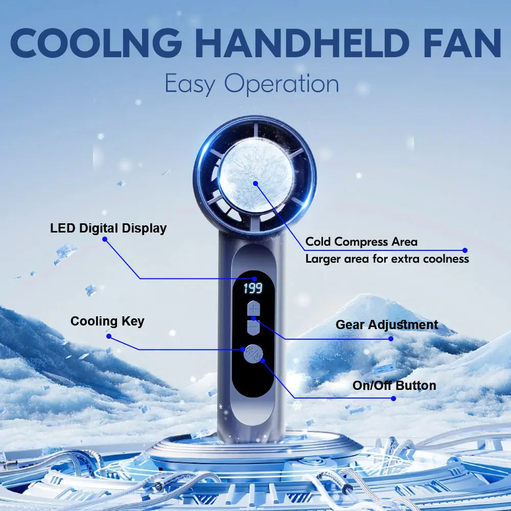 Portable Handheld Ice Cooling Turbo Fan with LED Display