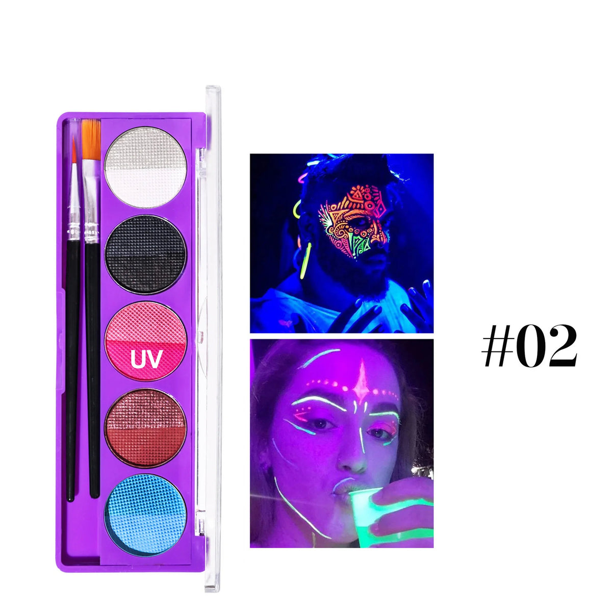 5-Color UV Luminous Face and Body Paint Palette for Parties