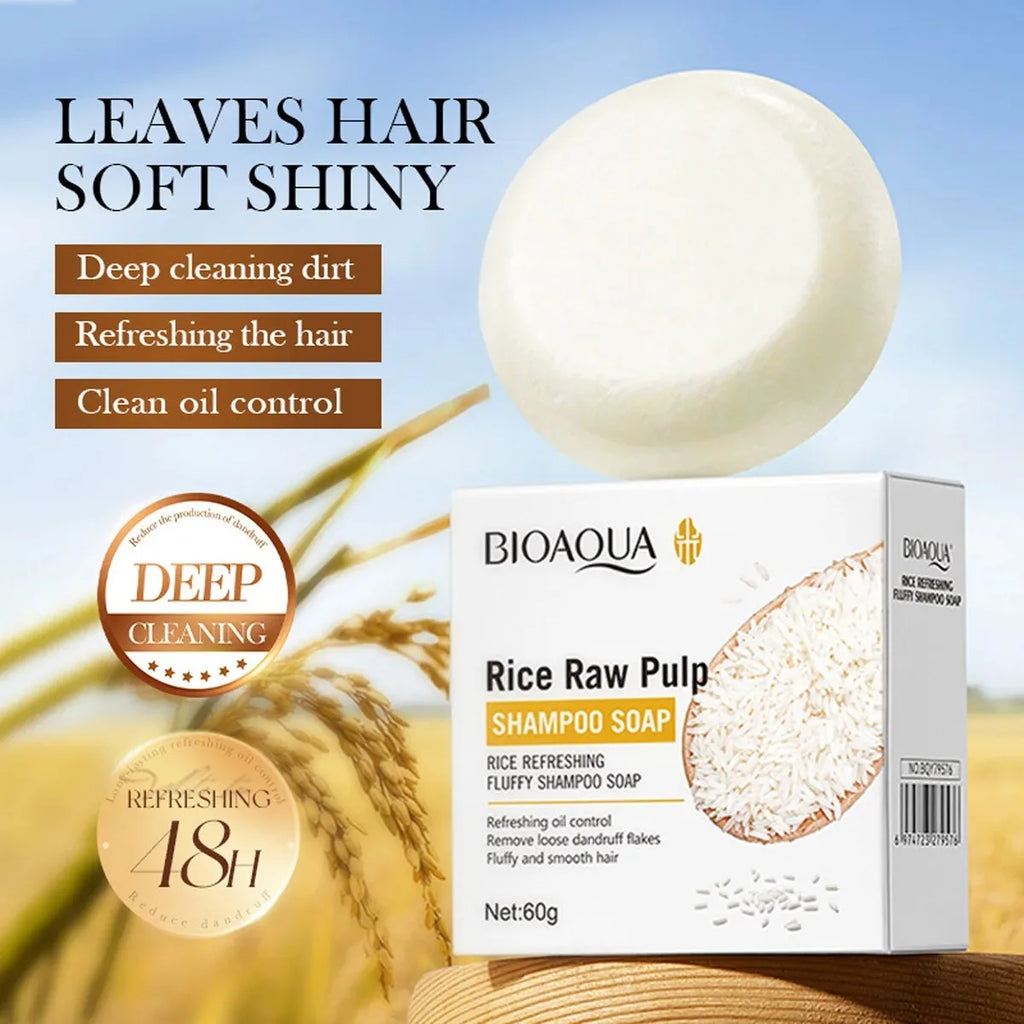 Rice Water Nourishing Solid Shampoo Bar for Deep Hair Cleansing