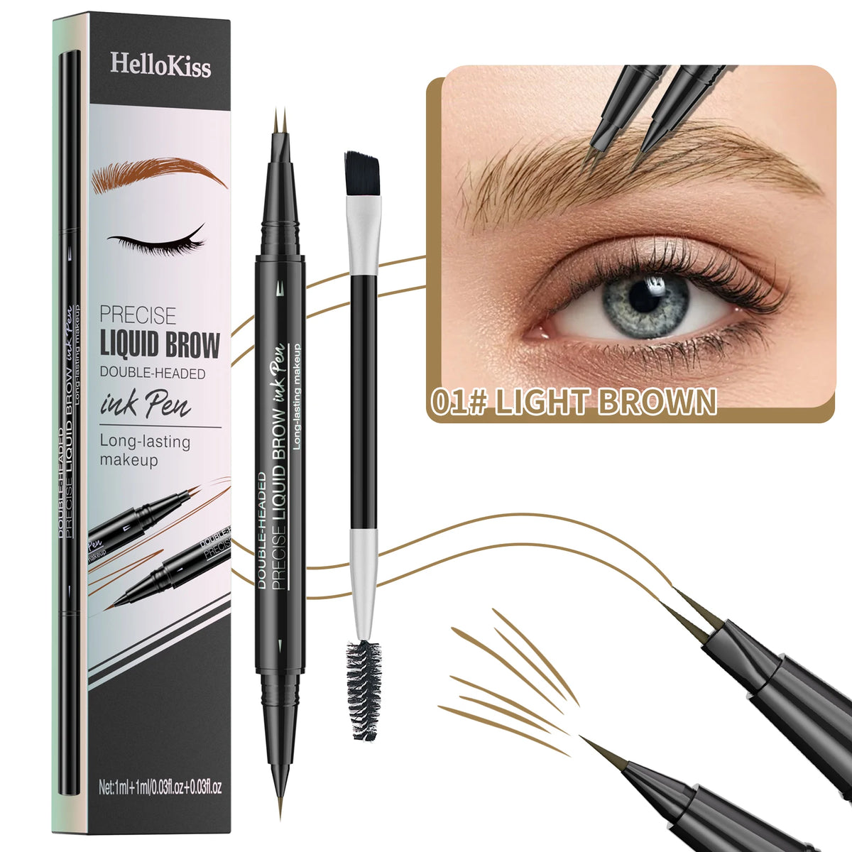 Double-Ended Waterproof Liquid Eyebrow Pen