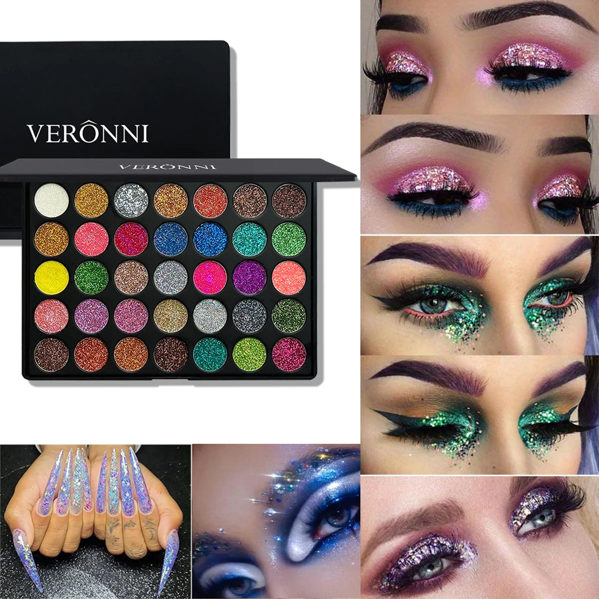 35-Color Professional Shimmer & Glitter Eyeshadow Palette - 1