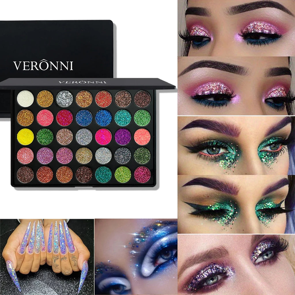 35-Color Professional Shimmer & Glitter Eyeshadow Palette