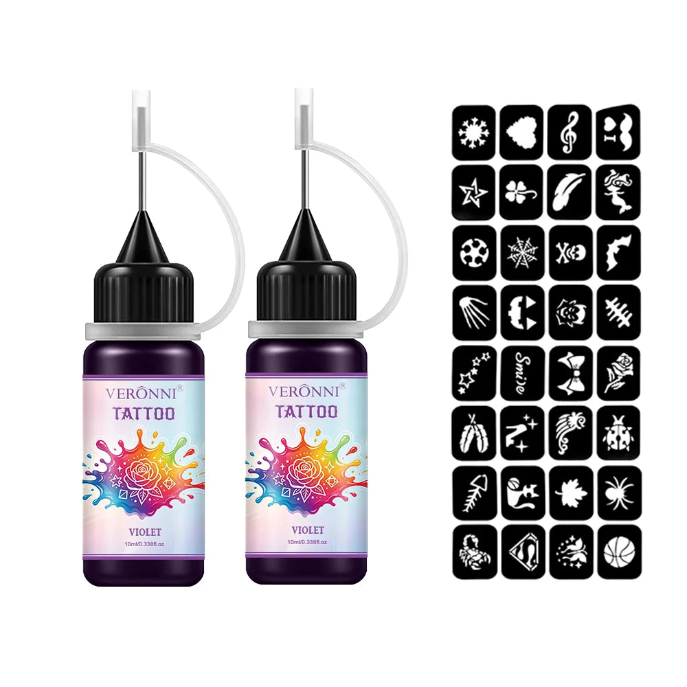 Waterproof Temporary Tattoo Ink Kit with Stencils