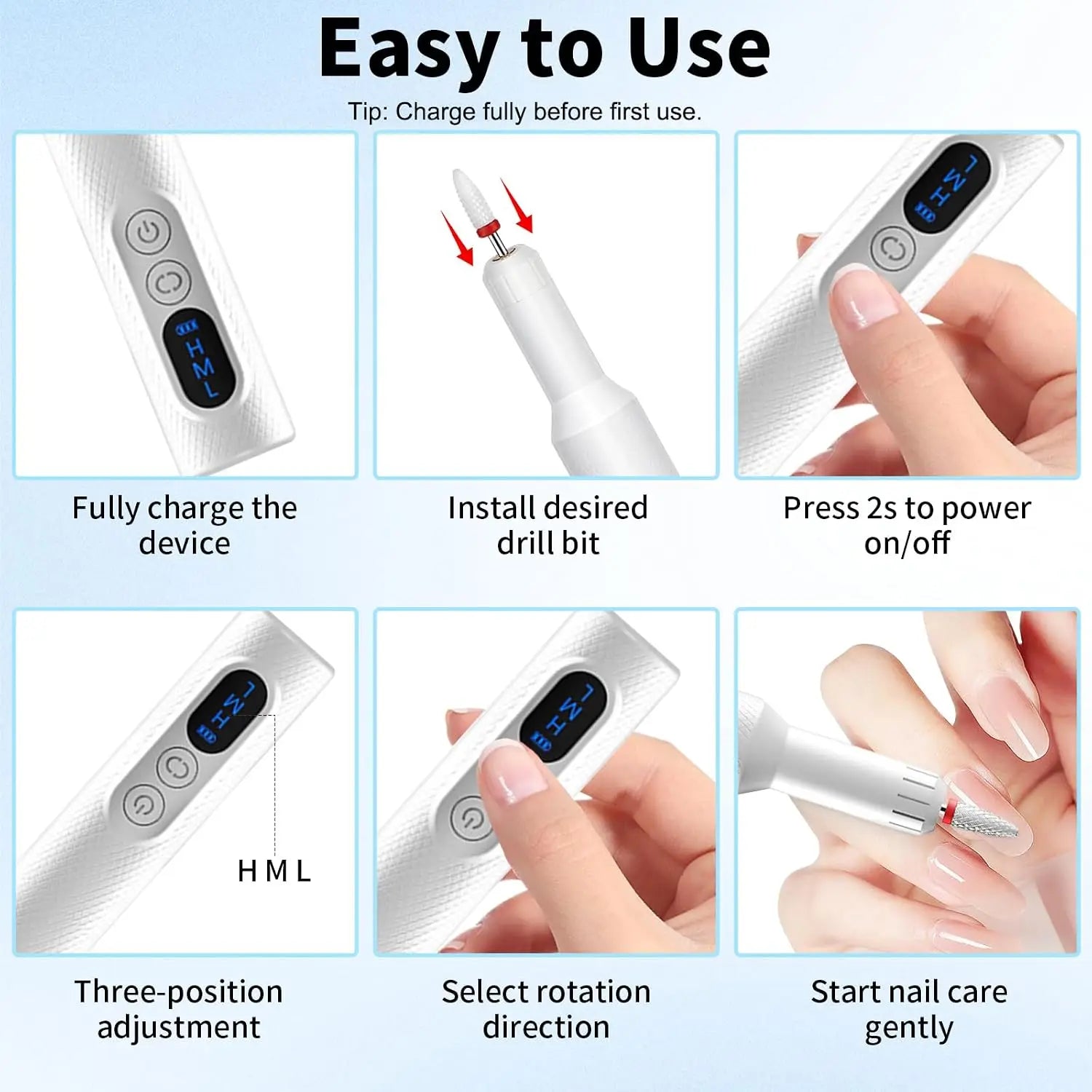 Cordless Electric Nail Drill for Manicure and Pedicure - 5
