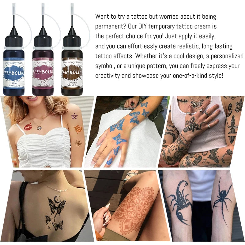 Temporary Tattoo Ink Kit with Stencils
