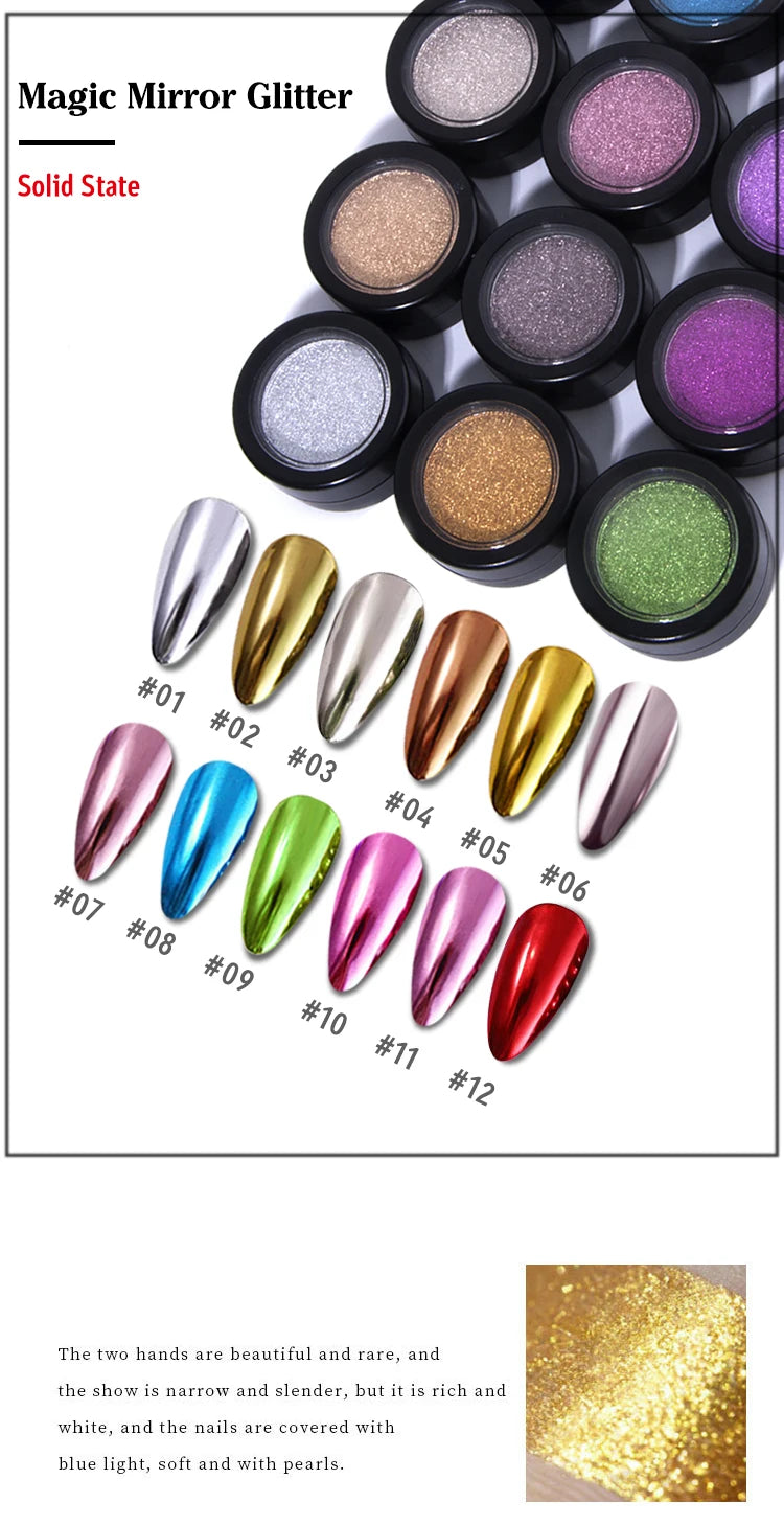 Chrome Mirror Effect Metallic Nail Art Glitter Powder