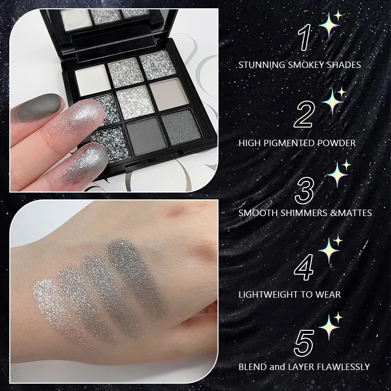 9-Color Smoky Matte and Shimmer Eyeshadow Palette