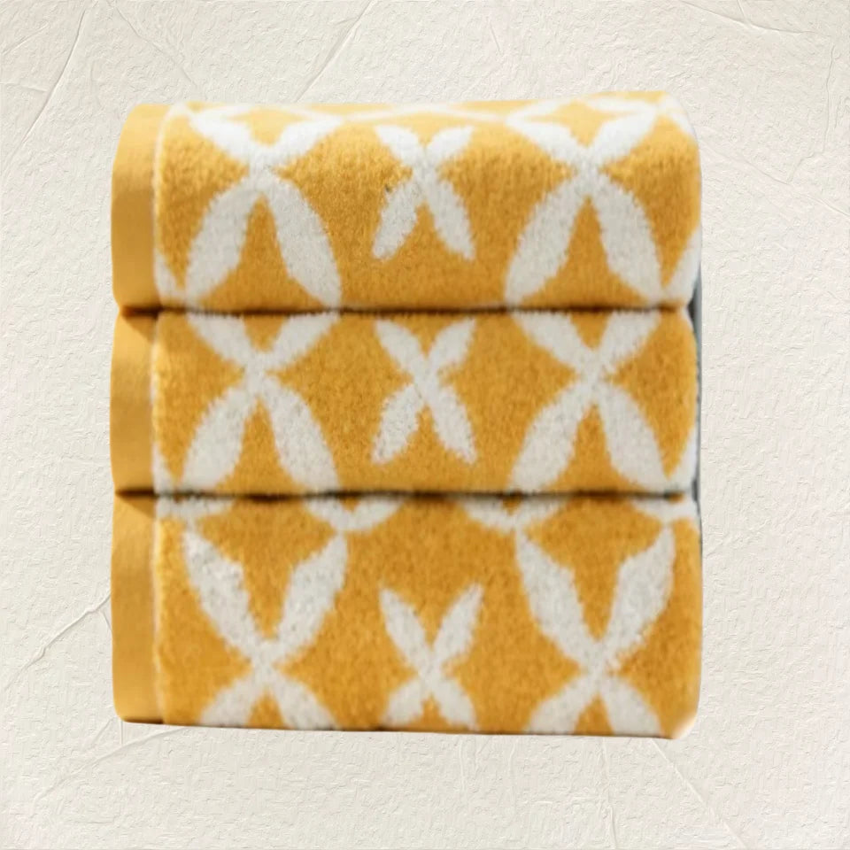3-Piece Soft Absorbent Cotton Jacquard Bath Towel Set