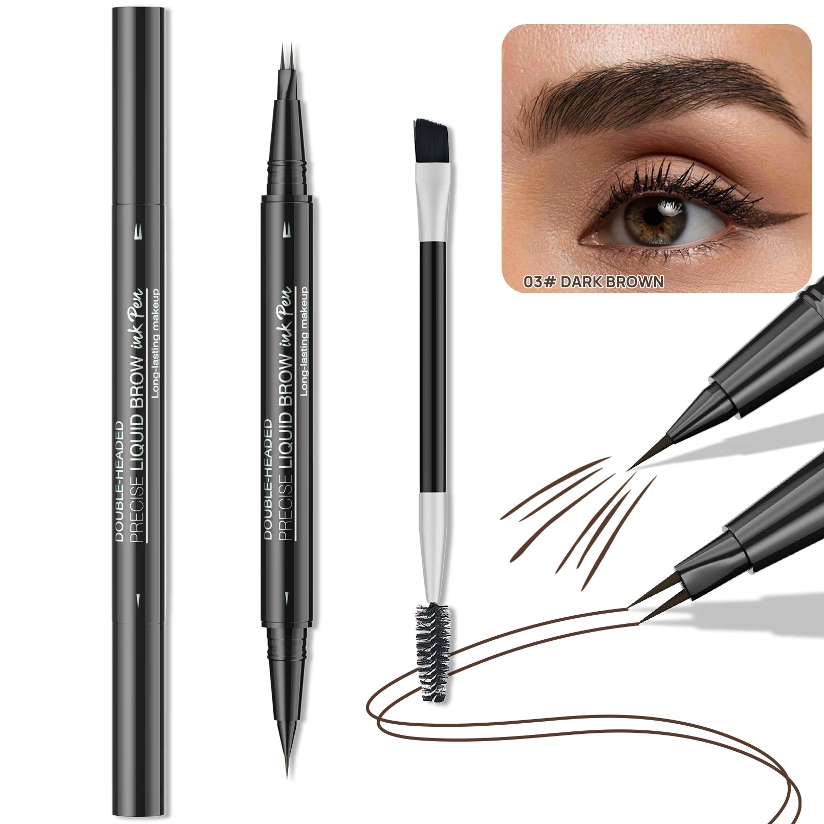 Waterproof Double-Ended Eyebrow Pen for Natural Brows - 23