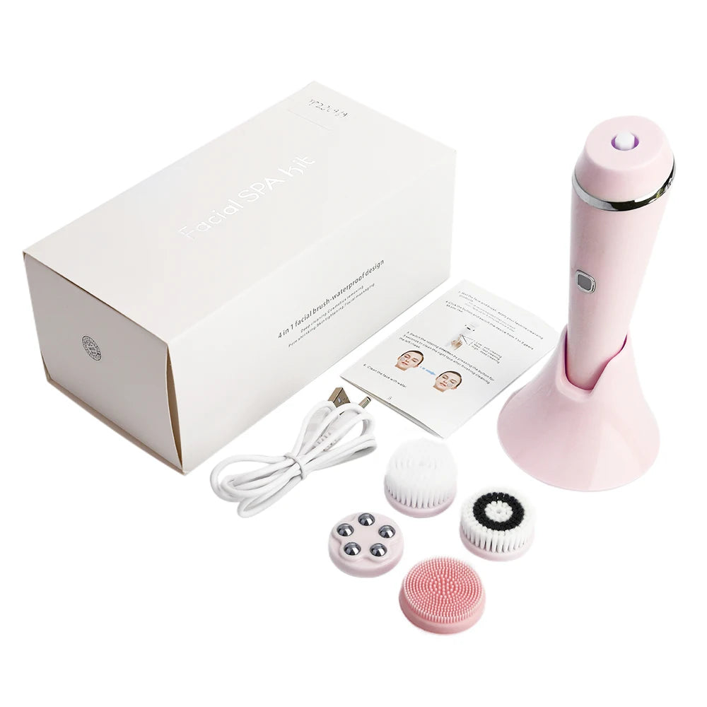 4-in-1 Electric Facial Cleansing Brush and Massager