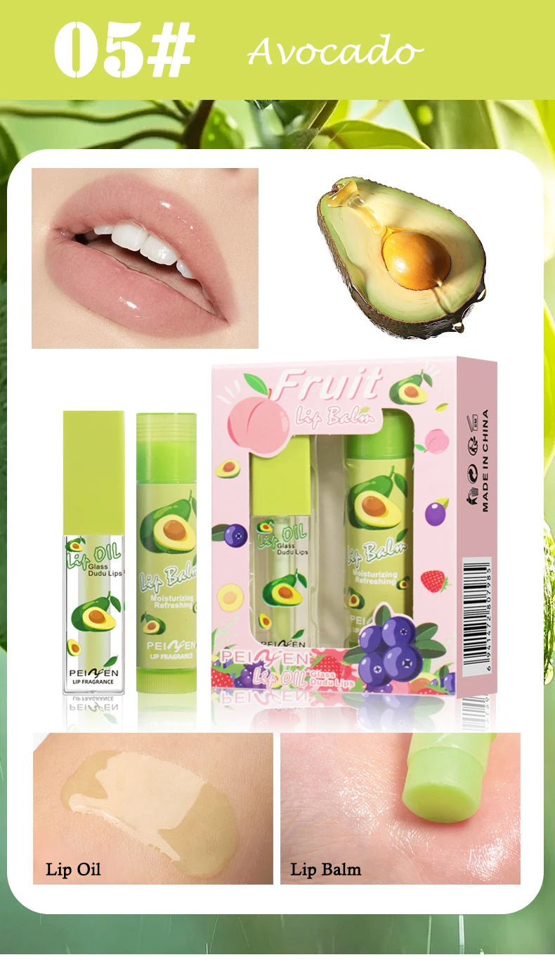 Fruit Scented Moisturizing Lip Oil and Balm Set