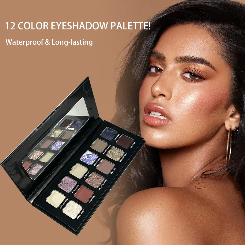 12-Color Shimmer and Matte Eyeshadow Palette