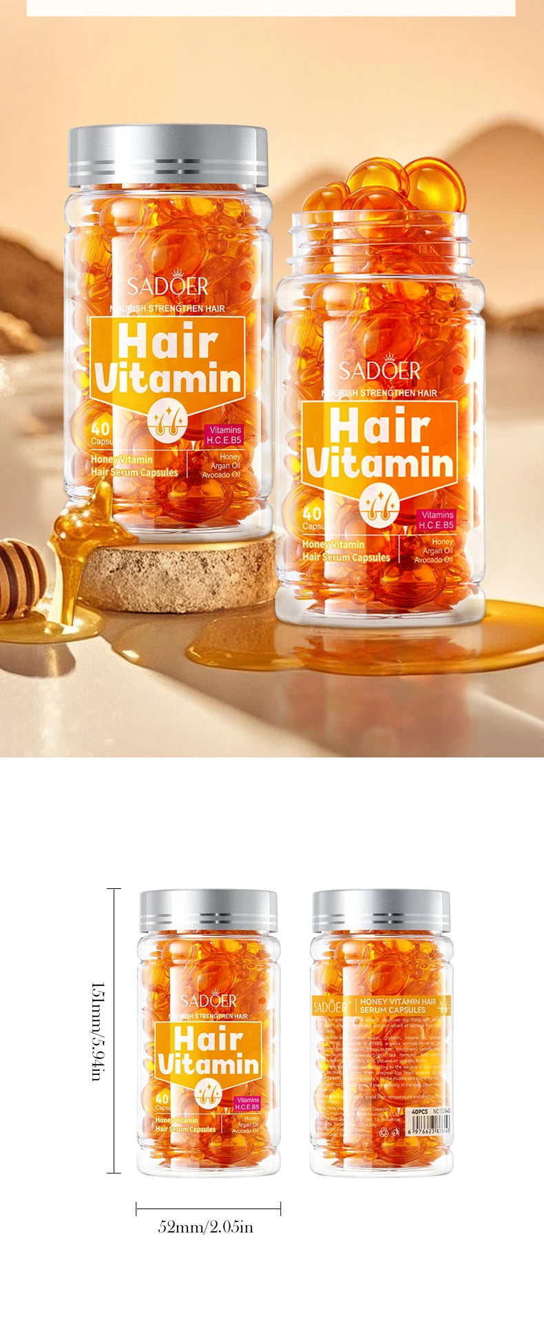 Hair Repair Vitamin Serum Capsules for Smooth Frizzy Hair