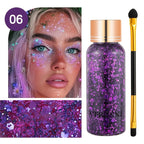 Face and Body Glitter Makeup Set with Application Brush
