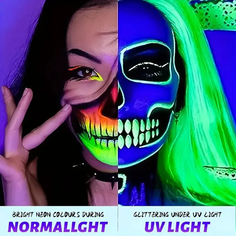 Neon UV Glow Face and Body Paint for Parties and Festivals