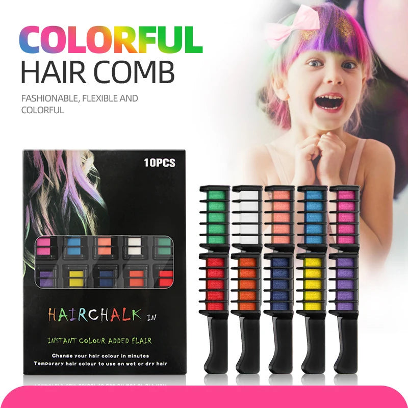 Temporary Hair Color Chalk Combs for Kids and Adults