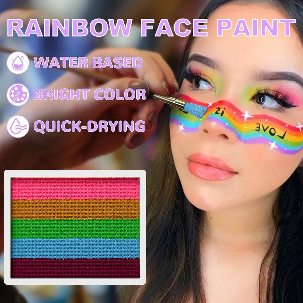 UV Glow-in-the-Dark Rainbow Face and Body Paint Set