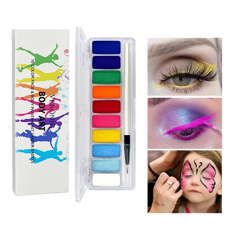 10-Color Neon UV Glow Face and Body Paint Kit
