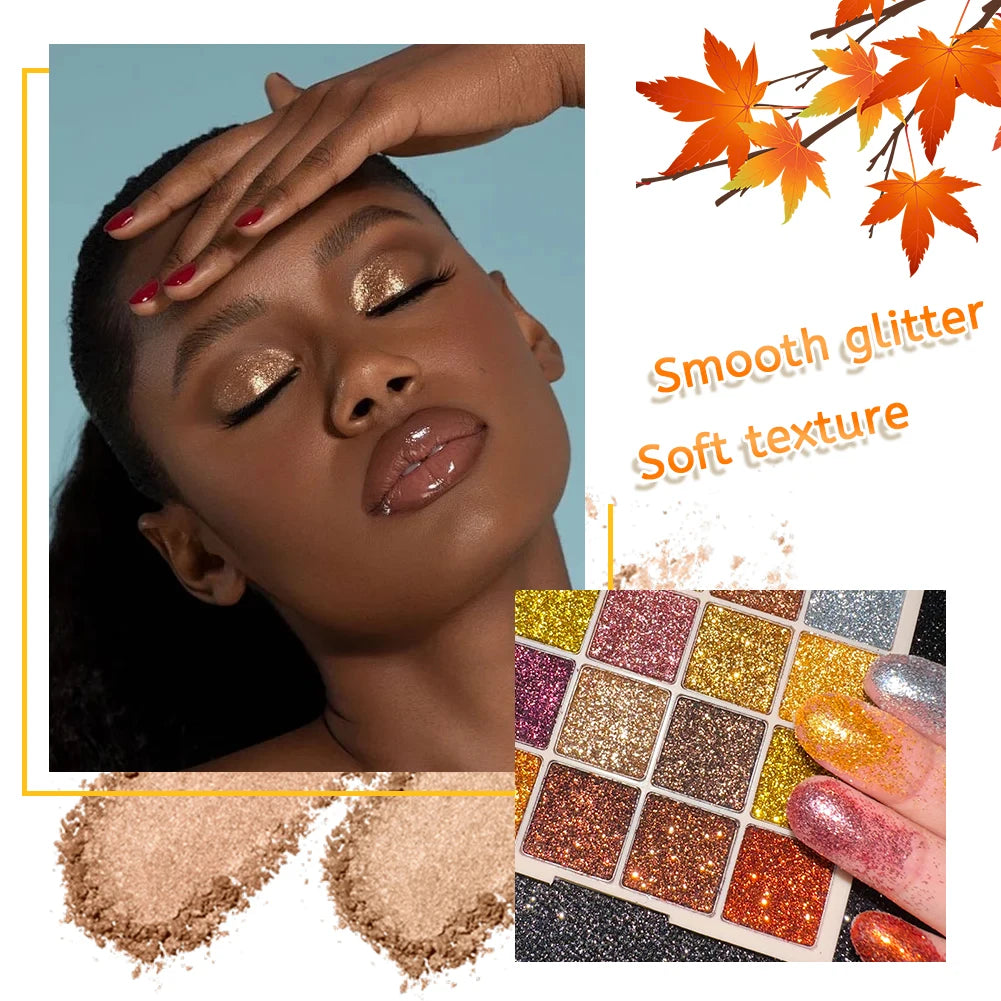 16-Color Glitter Sequin Eyeshadow Palette for Shimmer Makeup - 3
